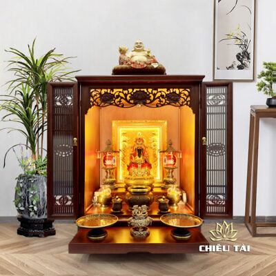Alternative view of Tủ Thờ Thần Tài Thổ Địa Đồng Vân Đá Đen Bảo Liên Khám, KT 81*48*107 cm