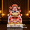 Bộ Tam Tượng Tài - Địa - Như Ý "Tài Nguyên Quảng Tiến" Ngồi Tự Tại Bột Đá Áo Đỏ, Nhiều Kích Thước - Ảnh 2