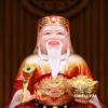 Bộ Tam Tượng Tài - Địa - Như Ý "Tài Nguyên Quảng Tiến" Ngồi Tự Tại Bột Đá Áo Đỏ, Nhiều Kích Thước - Ảnh 6
